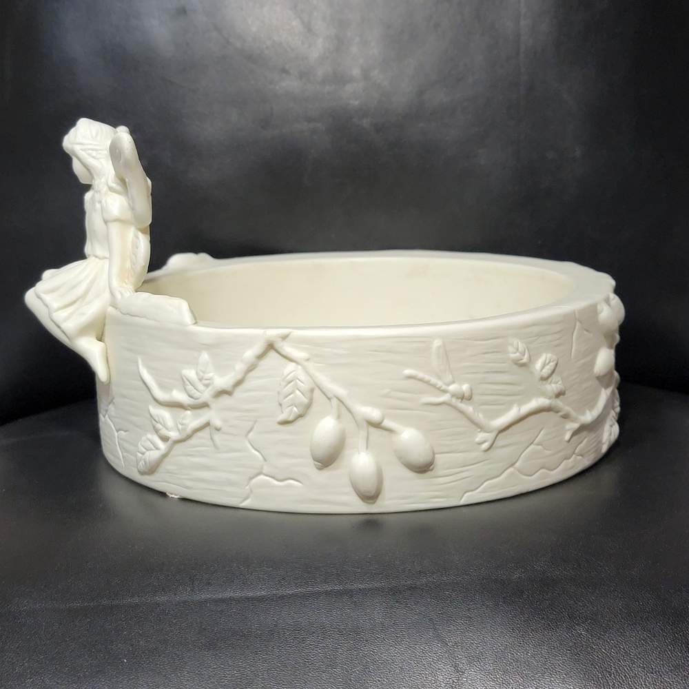 Vtg PartyLite Ivory Angel Spring Song Fairy Dragonfly Candle Holder Trinket Bowl - Picture 5 of 16